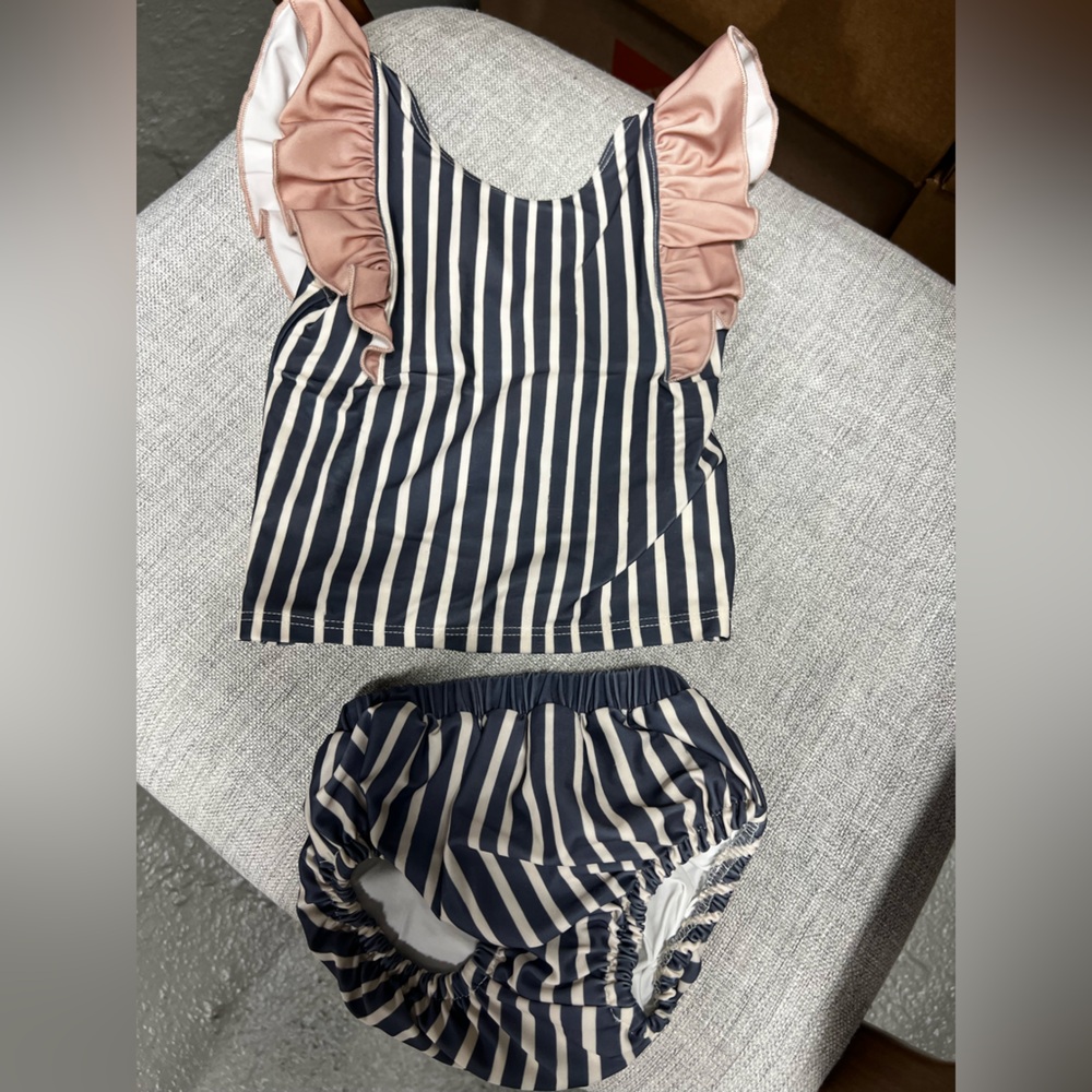 Pehr Striped Bathing Suit with Ruffles